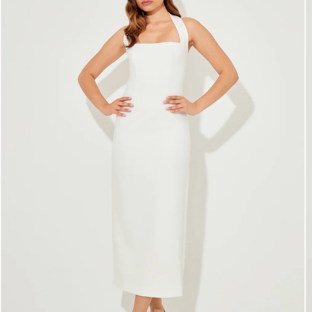 Elegant White Halter Dress